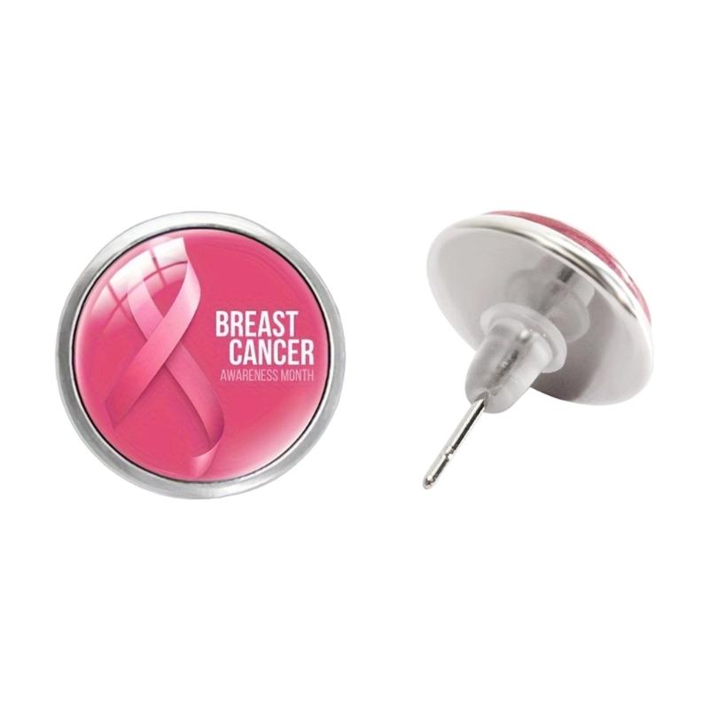 Stylish Breast Cancers Awareness Earrings Gemstones Glass Material Ear Accessories For Fashionable Outfit Pairing