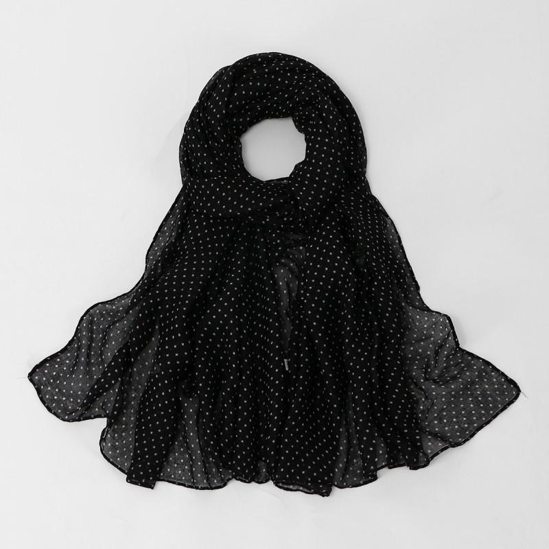 Policy-dot Long Scarf Women s All-matching Outer Shawl French Retro Polka Dot Neck Thin Balinese Gauze Headscarf 180x85