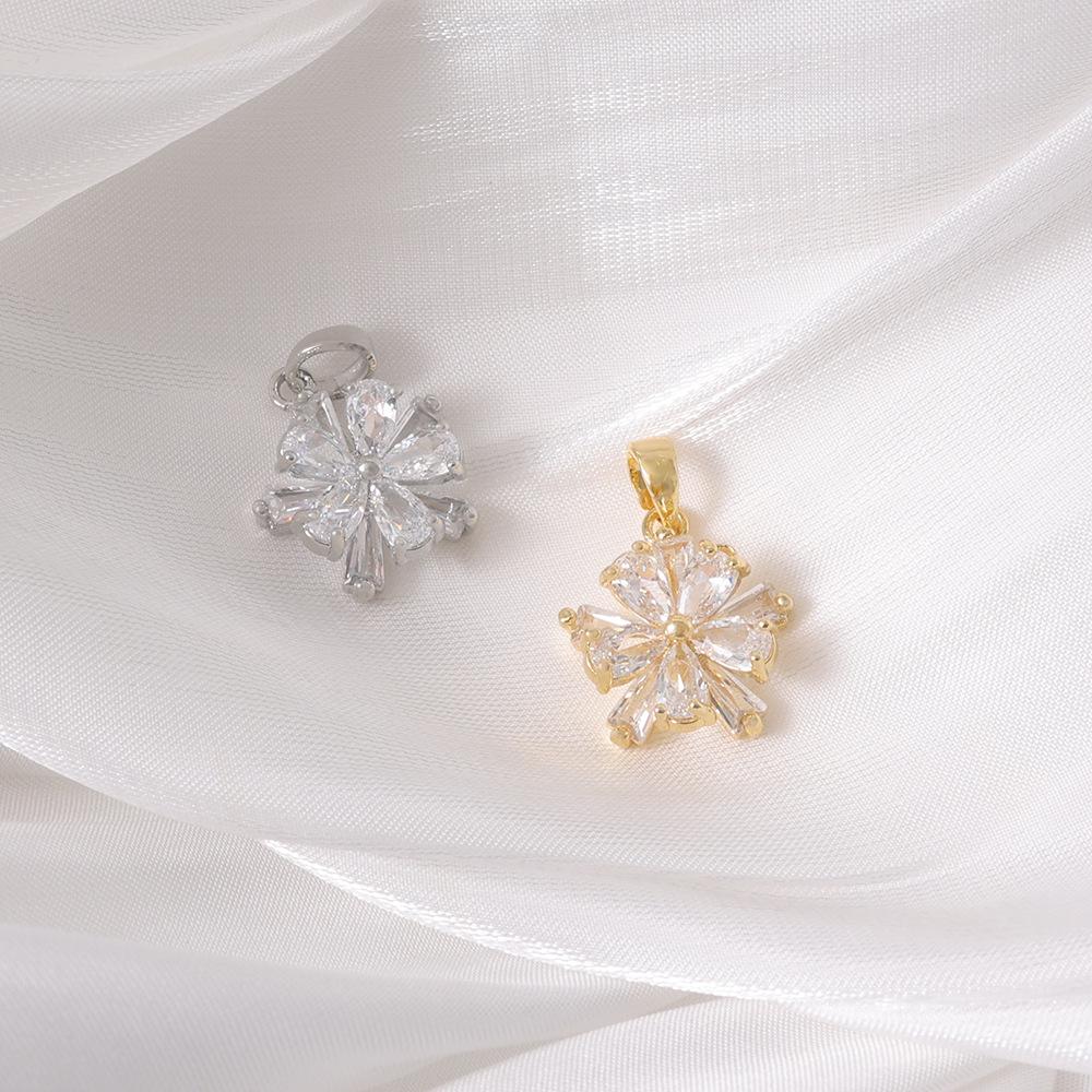 Double-Layer Floral T-Square Rhinestone Zircon Button Copper-Plated Fragrance Coat Headwear Accessory