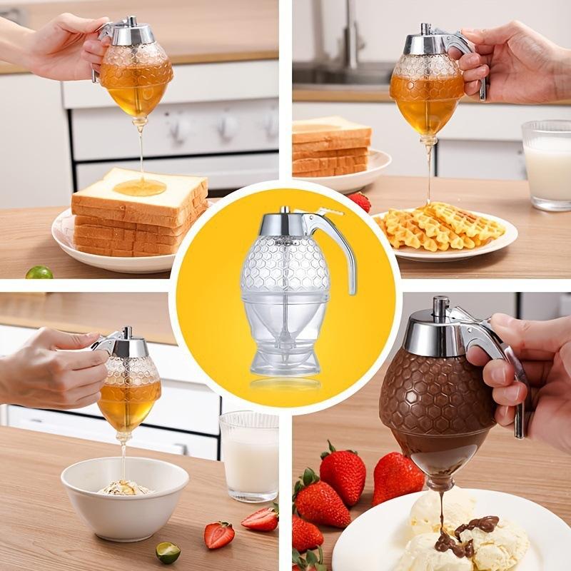Honey Dispenser Syrup Dispenser Jar Leakproof Honey Syrup Pourer Kitchen Honey Container