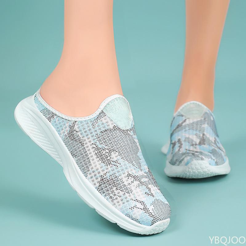 

Модные весенние женские шлепанцы баотоу с сетчатым дышащим дизайном с цветными блоками, повседневная женская обувь с нескользящим скошенным каблуком 41 синий