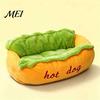 Geschenk für Tierliebhaber Hot Dog Bett, Weiche Gemütliche Plüsch Herausnehmbare Waschbare Matte, Verspieltes Tierbett Niedlicher Brötchen Katzen Hunde, Neuheit Sofa Bequem Katze