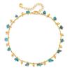 Gold Plated Stainless Steel Raw Turquoise Chip Bead Anklet