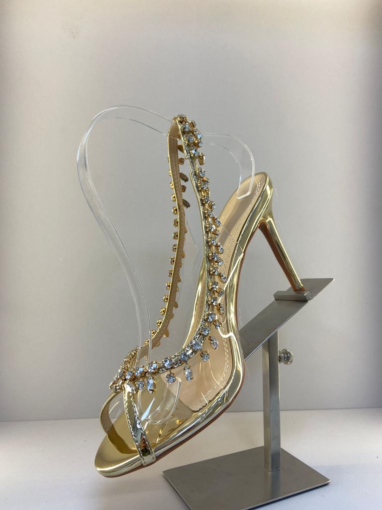 Fashion Fashion Women's High Heels Sandals PVC Transparent Sandals Sexy Pointed Toes Party Nightclub Sandals for Women Rhinestones Pumps