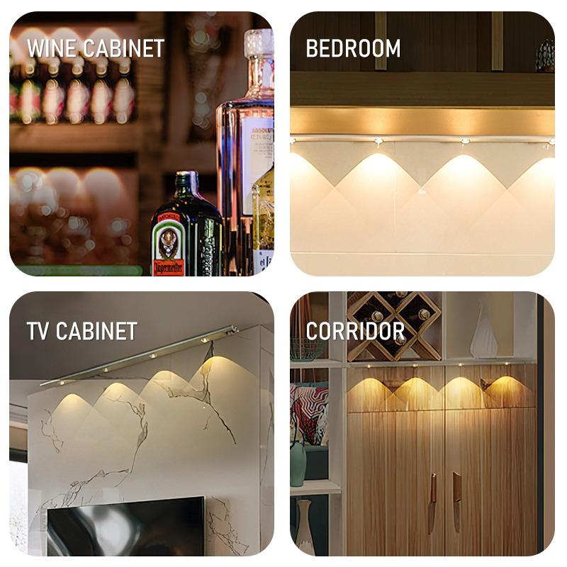 3 Color Dimmable Cat's Eye Strip LED Desk Lamp Motion Sensor Light USB Rechargeable Kitchen Closet Closet Lights