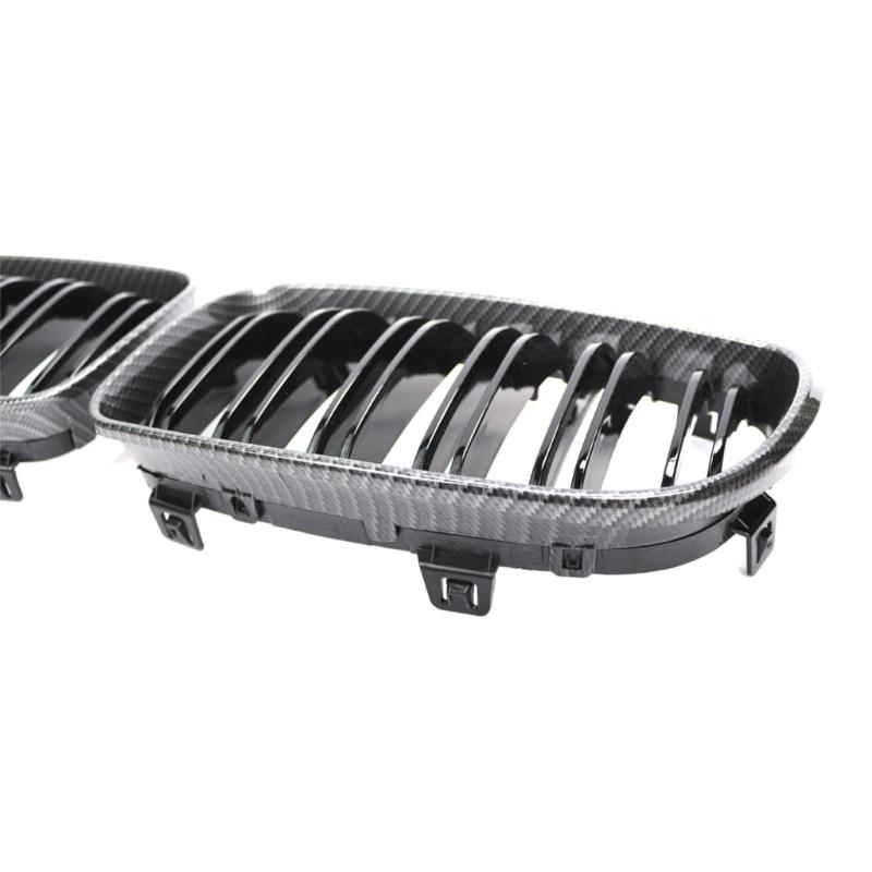 1 Pair Front Kidney Grille for   2019 51137166439 Gloss- Black Double-Line Left Right Front Grills Frame Trim