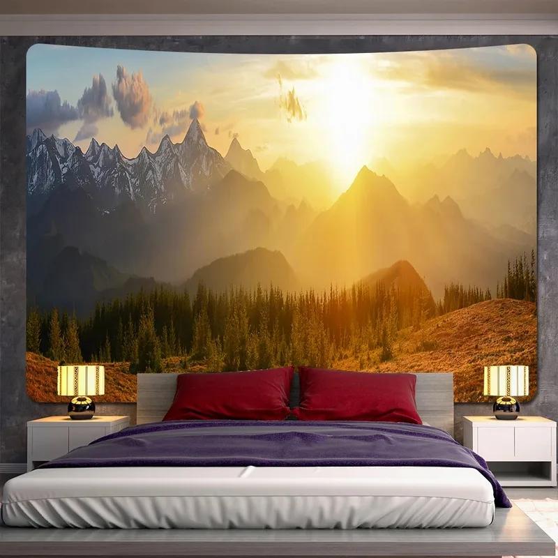 Fashion Home Decoration Tapestry Living Room Bedroom Tapestry Mountain Lake Scenery Pattern