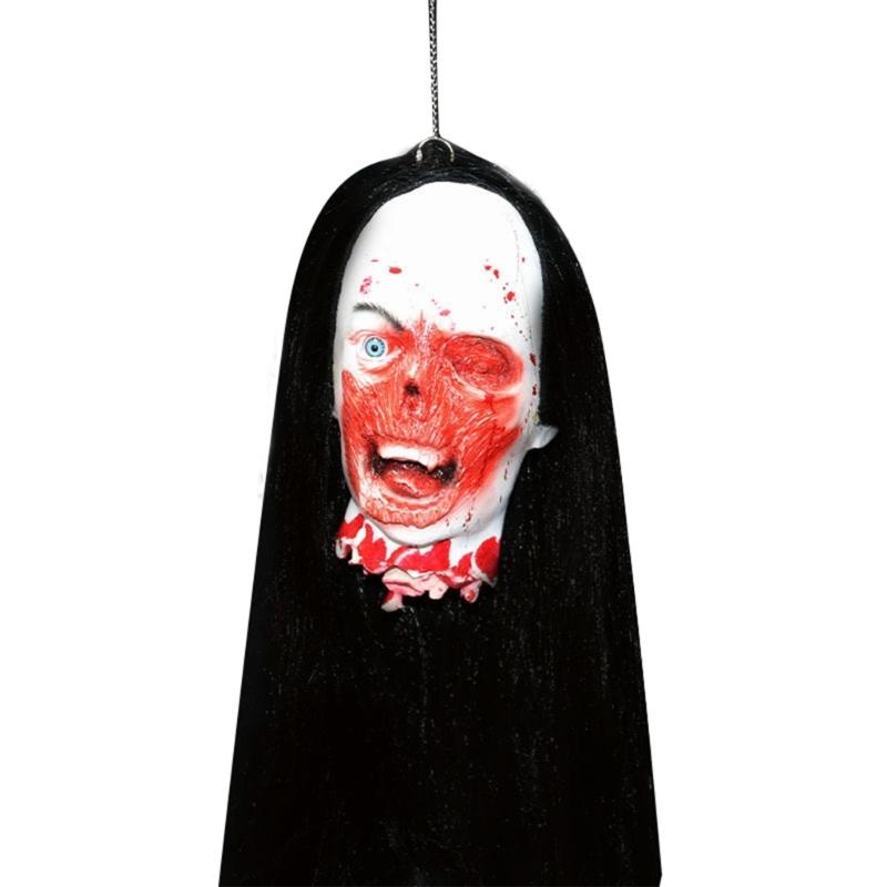Cabeza de Muerto Colgante con Cadena Accesorios de Cabeza de Halloween Parte del Cuerpo de Muerto Sangrienta Aterradora Accesorios de Cabeza Cortada Colgantes