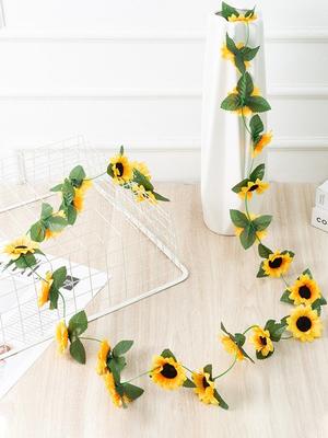 2 Stück 230 cm Seiden-Sonnenblumenranke, künstliche Sonnenblumenranke für Haushaltspartys, Hochzeitsbögen, Dekorationen für Klimaanlagen, Wasserleitungen