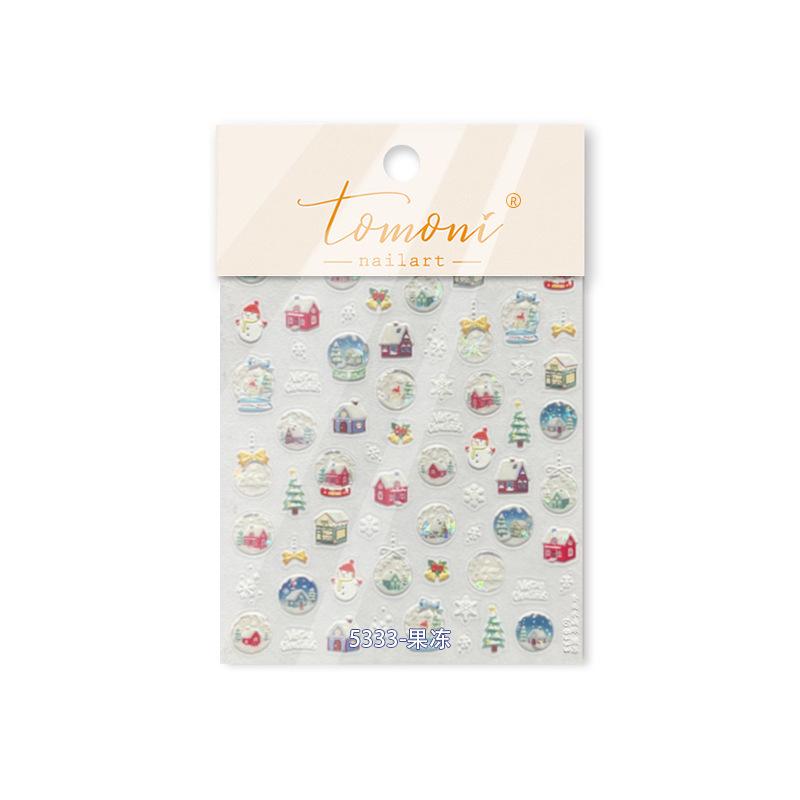 Tomoni Embossed Nail Stickers: Winter Fantasy & Christmas Gingerbread Nail Art Accents