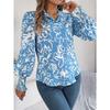 Spring Autumn Elegant Flower Printed Lantern Long Sleeve Shirts Women 2025 Turn Down Collar Single Breasted Chiffon Blouse