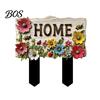 Yard Welcome Sign Floral Garden with Stake, Farmhouse Sign, Colorful Flowers Stake Art Rustic for Home Pathway Planter Decor Flower Pot
