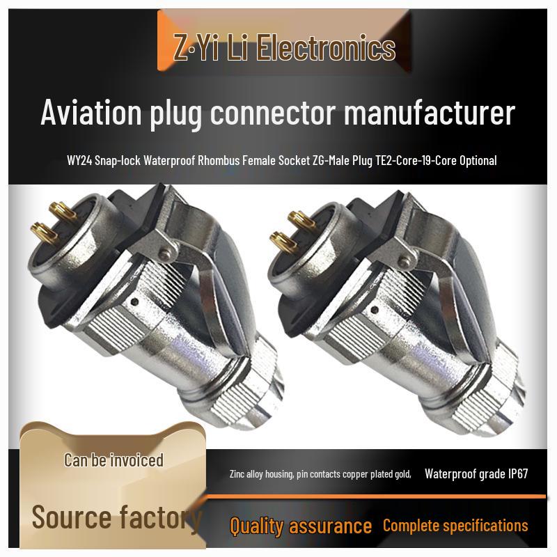 

WY24 Diamond Flange Waterproof Aviation Socket J234579810, 19-Pin Core Industrial Connector Flange Socket WF24K2ZG