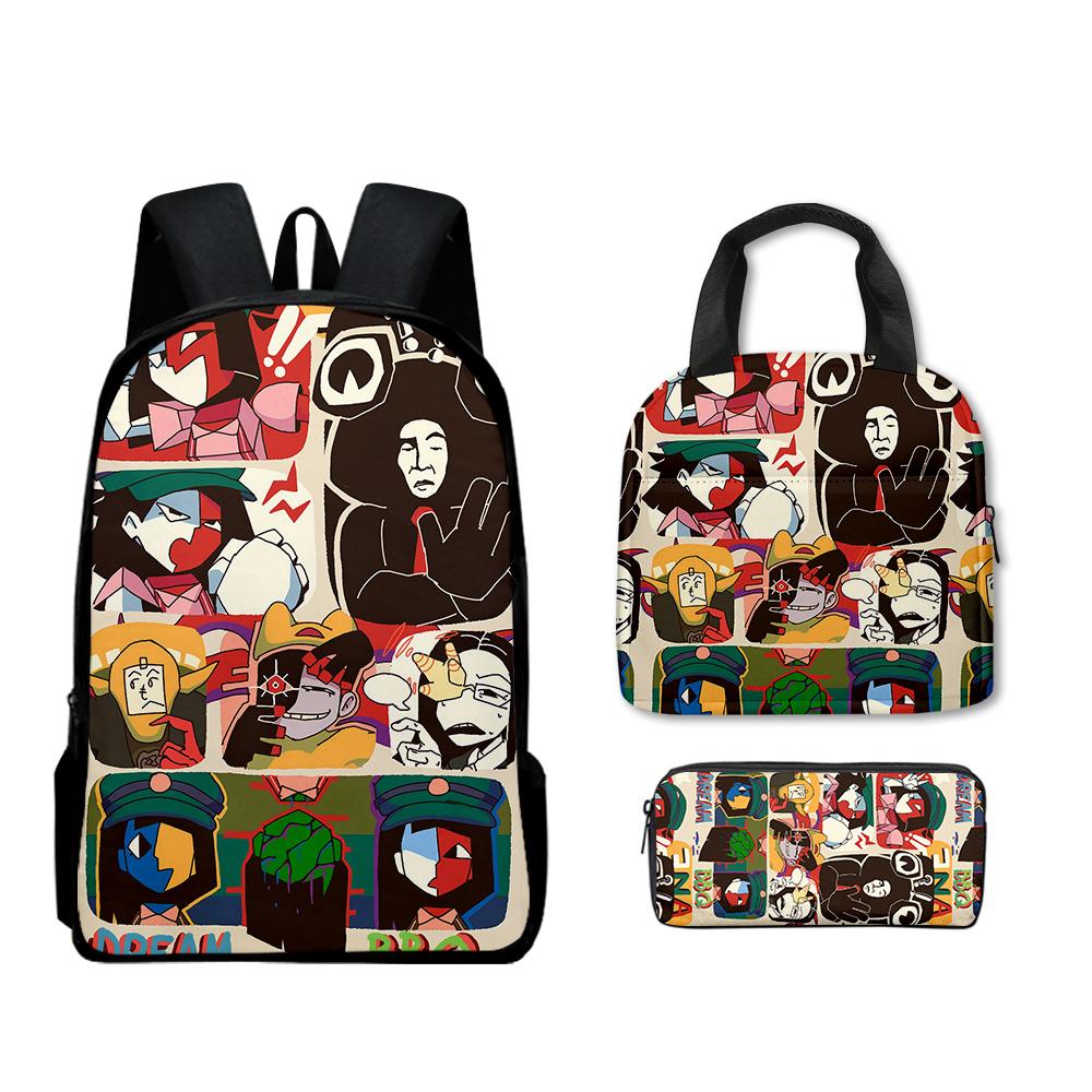 Trendy Popular Funny Novelty ENA Dream BBQ 3D Print 3pcs/Set Student School Bags Laptop Daypack Backpack Lunch bag Pencil Case