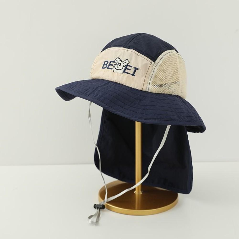 

Quick Drying Babies Bucket Hat Wide Brim Children Mesh Cap New Fisherman Cap Daily Wear темно-синий