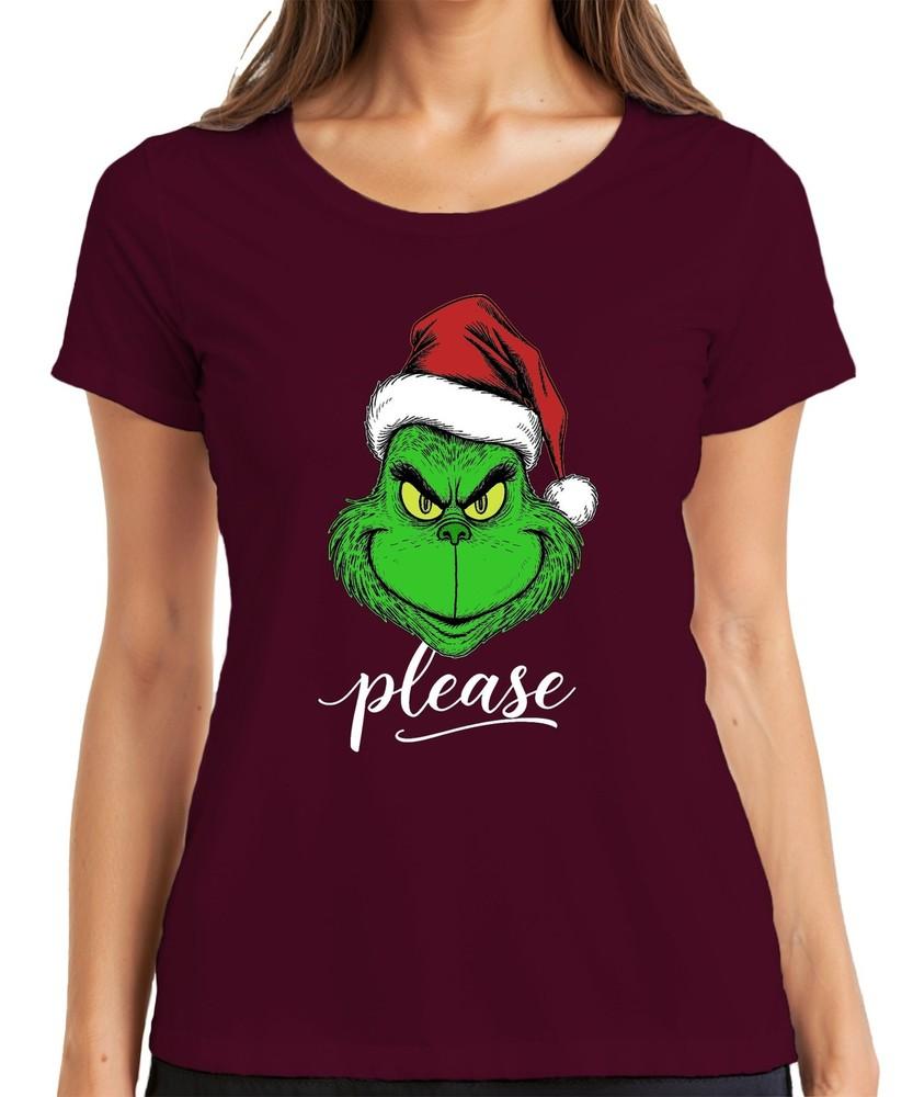 Grinch Please Christmas Gnome Funny Gift Xmas Grinch Ladies TShirt