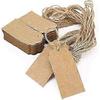 100 PCS Kraft Paper Gift Tags with 100 Feet Natural Jute Twine for Wedding Brown Rectangle Craft Hang Tags
