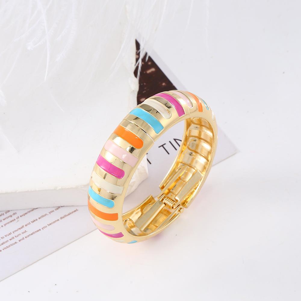 DIEZI 12 Colors Bohemian Enamel Cuff Bangles Hip Hop Geometric Irregular Gold Color Metal Wide Bracelet For Women Men Jewelry