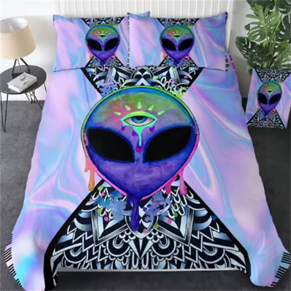 Aliens Children Duvet Cover Set Uk Single Double Queen Us Twin Full King Size Bed Linen Set