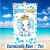 Elephant Theme Beach Towel Personalized Custom Name & Text Soft Quick Dry Beach Towel for Swimming Travel