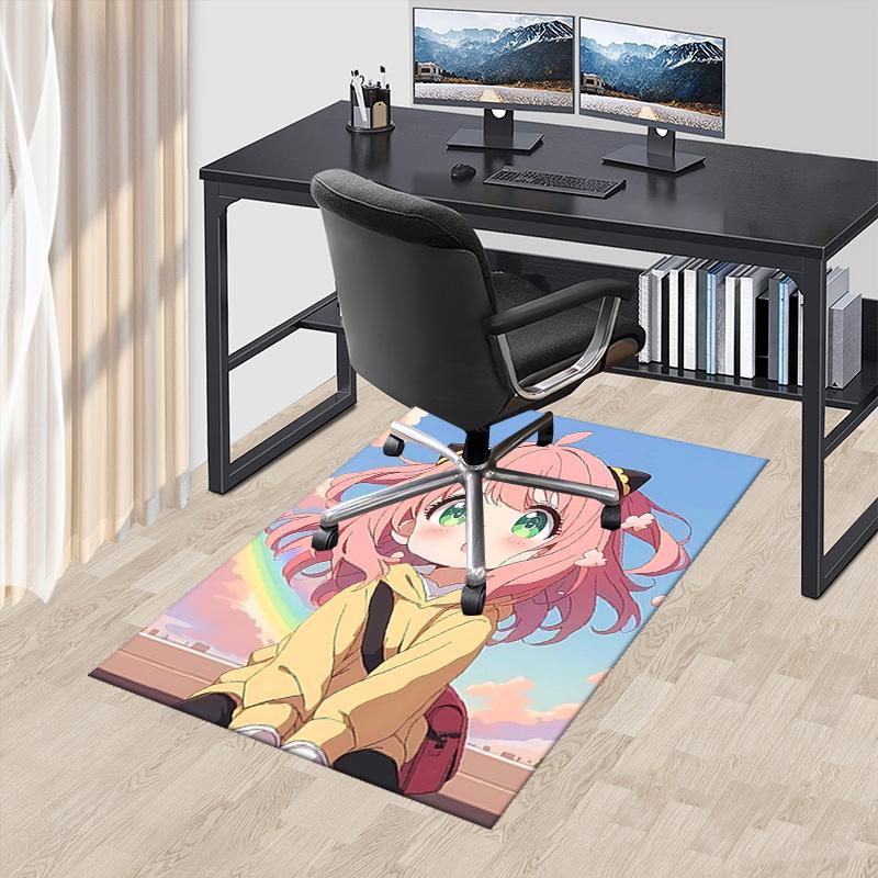 

1pc Nekomimi Cat Ears Anime Chair Mat - Cute Pink Hair Design for Office Chair Pad, Non-Slip Carpet Decorative Rug for Home, Festival Gift, Suitable f 60cm by 90cm