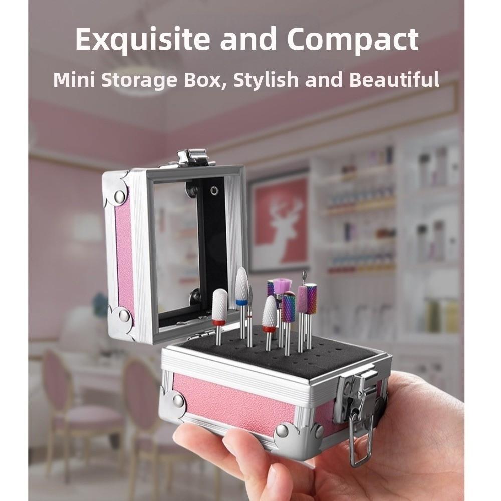 Durable Aluminum Display Storage Box with 25 Holes Nail Art Tools Pedicure