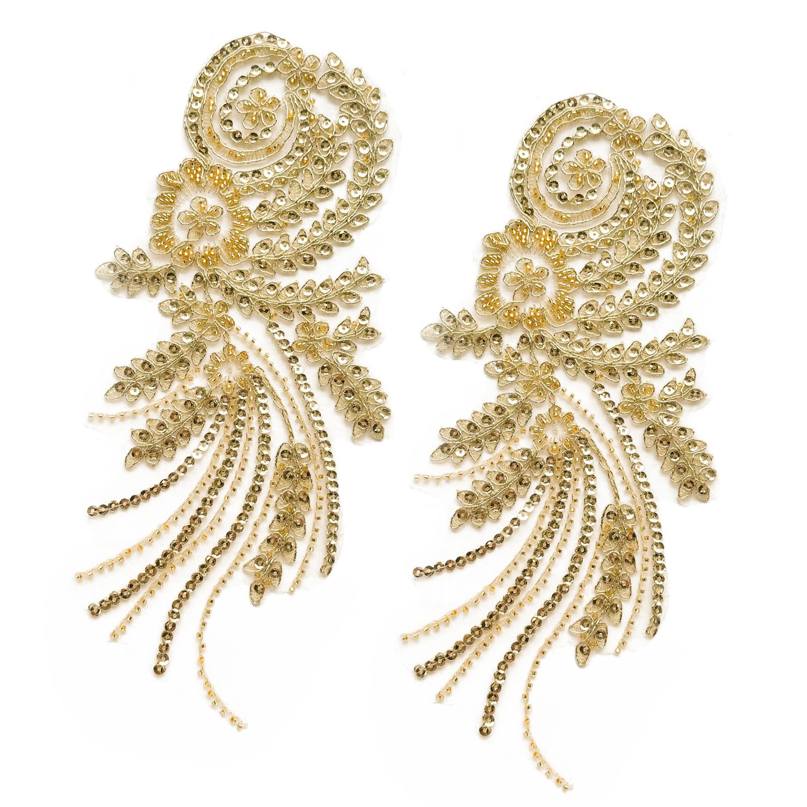 

2lots Elegant Rhinestones Sequins Embellishments Shoe and Bag Adornments for Clothing Accessory золотий