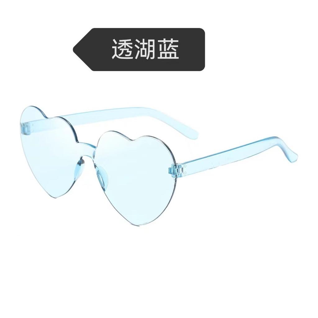 Peach Heart Sunglasses Love Glasses Trend Frameless One-Piece Marine Film Dazzling Color Sunglasses