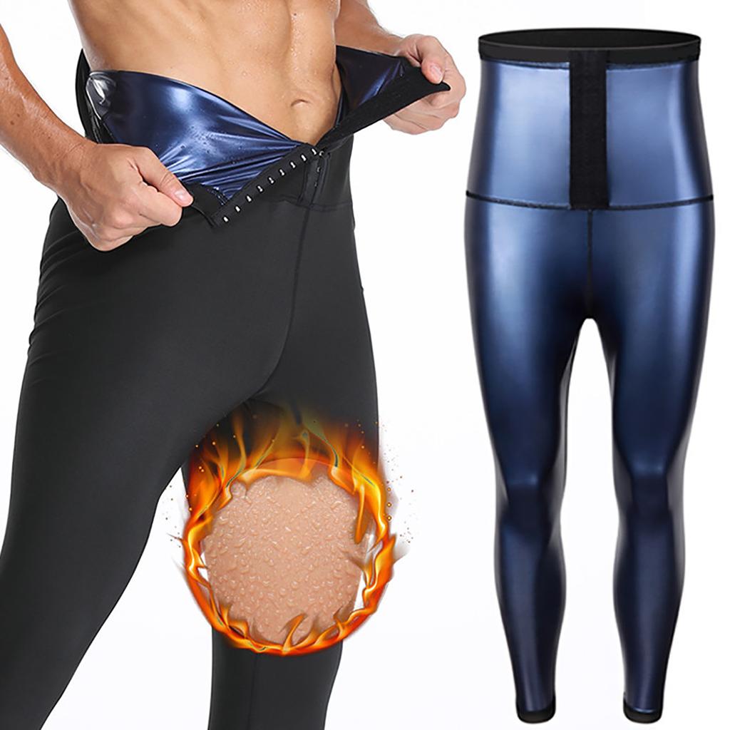 Men's High Waist Sauna Sweat Leggings Compression Pants with Waist Trainer Slimming Fitness Body Shaper Leggings