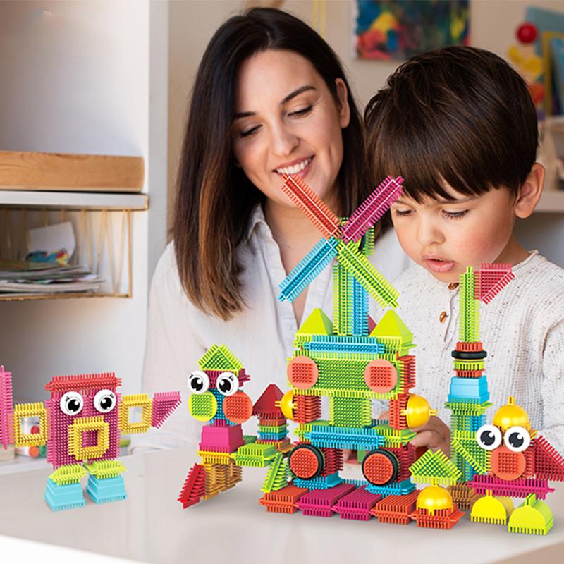 Building Block Children's Bristle Shape Intellectual Modeling Interactive Parent-Child Assembly Diy Educational Brick Toy