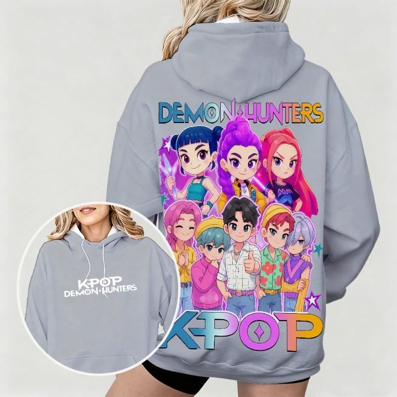 Spring And Autumn KPop Demon Hunters Women's Hoodie Colorful Anime Character Printed Street Wear Kids Fashion Hoodie Sweatshirt