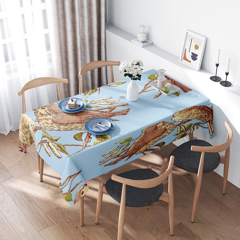 

Nature-Inspired Tablecloth With Blue Color And Patterned Design For Kitchen Dining Tables Perfect Decorative Home Accessory (120 100X140CM