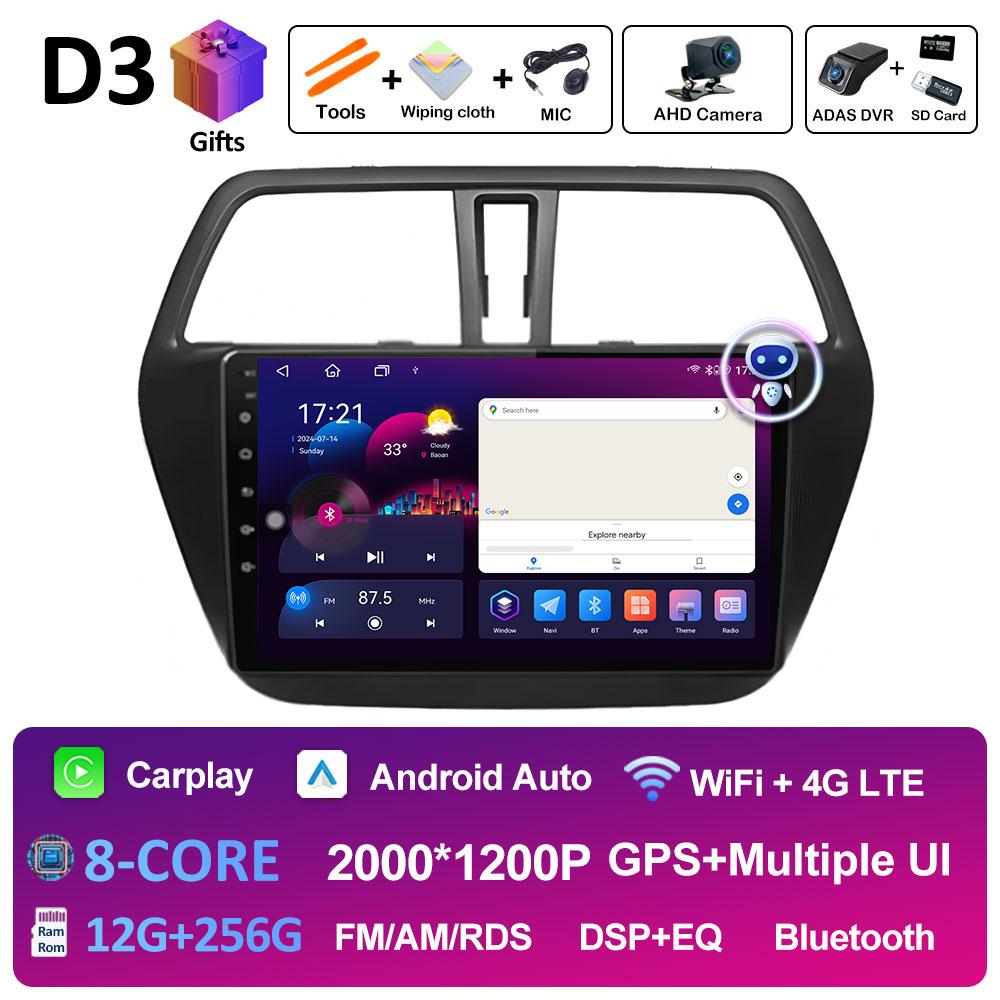 Smart System Android 14 For Suzuki SX4 S-Cross 2014 2015 2016 2017 Wireless Carplay Bluetooth QLED IPS Screen WIFI Auto Tools 4G