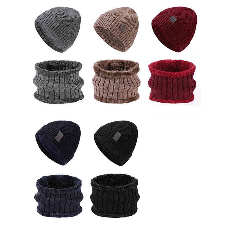 Herbst Winter Dick Gestrickte Hut Schal Kit Männer der Winter Kälte-beweis Gehörschutz Warme Mütze