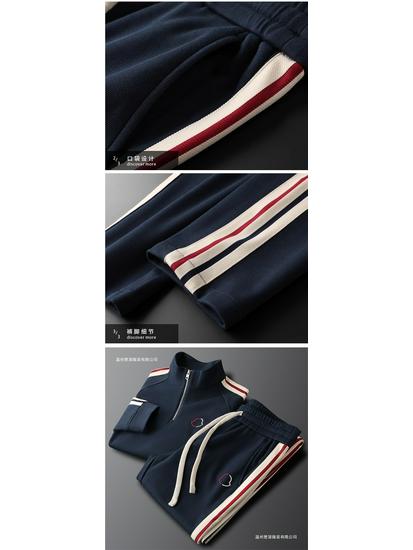 Unisex Side-Stripe Casual Sports Hoodie & Knitted Sweatpants Set for Spring/Summer