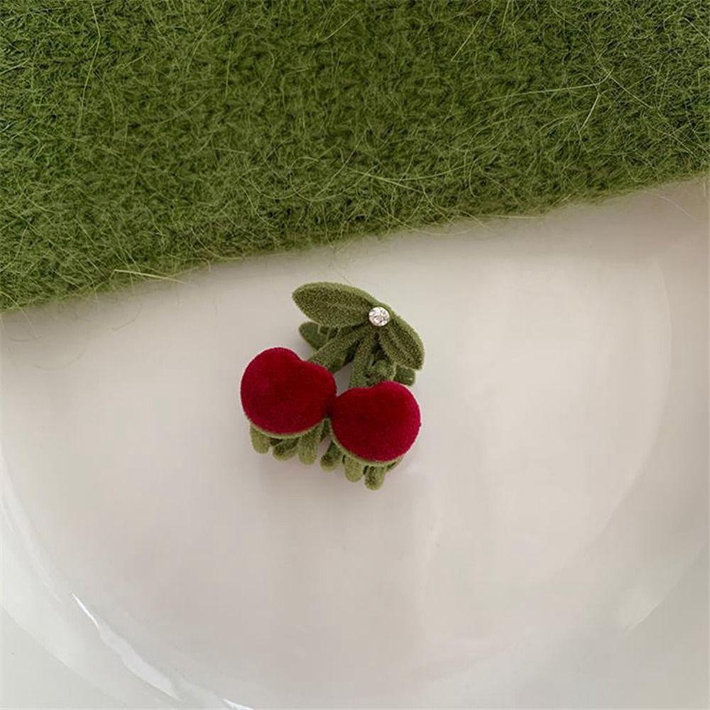 

Hairpin Green Flower Hair Clip Korean Style Headwear Red Velvet Hair Claw Female Hair Accessories B
