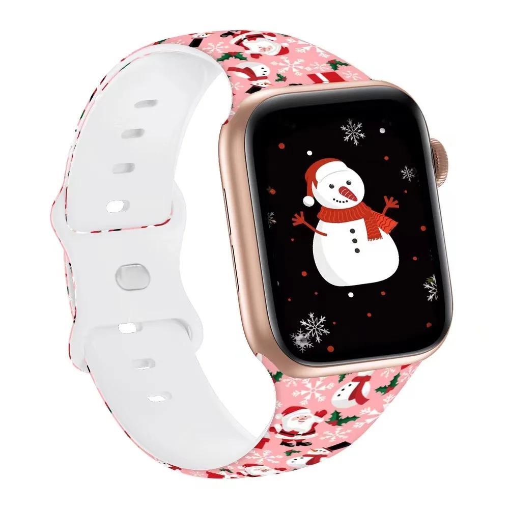 Christmas Silicone Strap For Apple Watch Ultra 49mm 10 9 8 7 45mm 41mm 42mm 46mm Bracelet Wristband iWatch 6 5 4 SE 44mm Correa