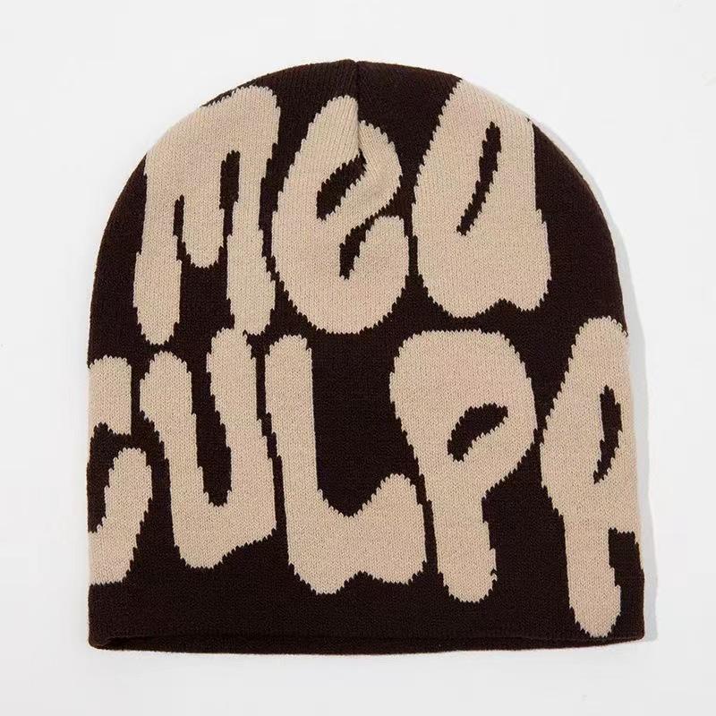European and American Trendy Letter Jacquard Beanie - Cross-Border Hot-Selling Pullover Knit Hat