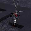 Pendentif de créateur Original, design chauve-souris, en argent sterling s925 incrusté de grenat naturel, collier