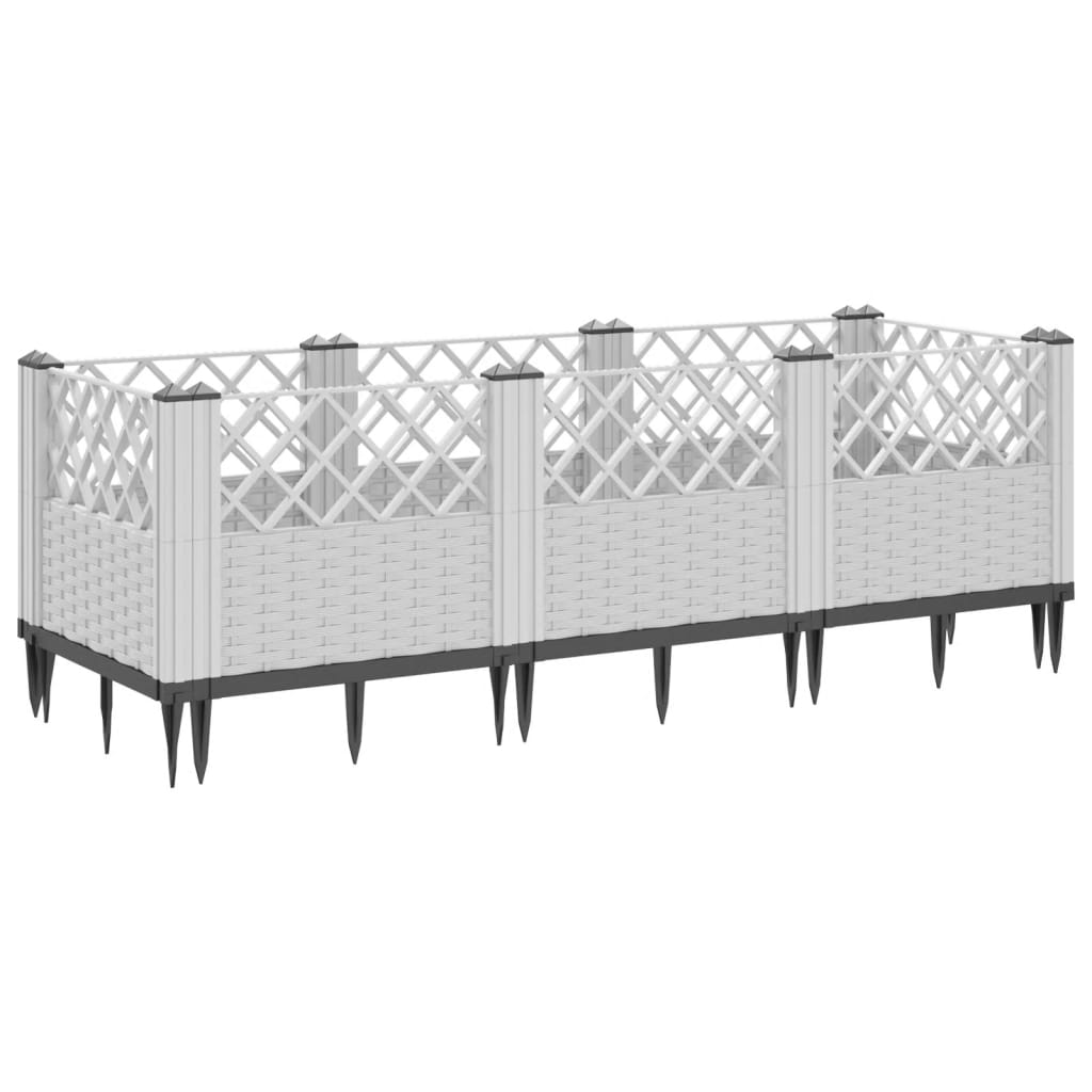 Planting Box with Ground Spikes White 123.5 x 43.5 x 43.5 cm PP