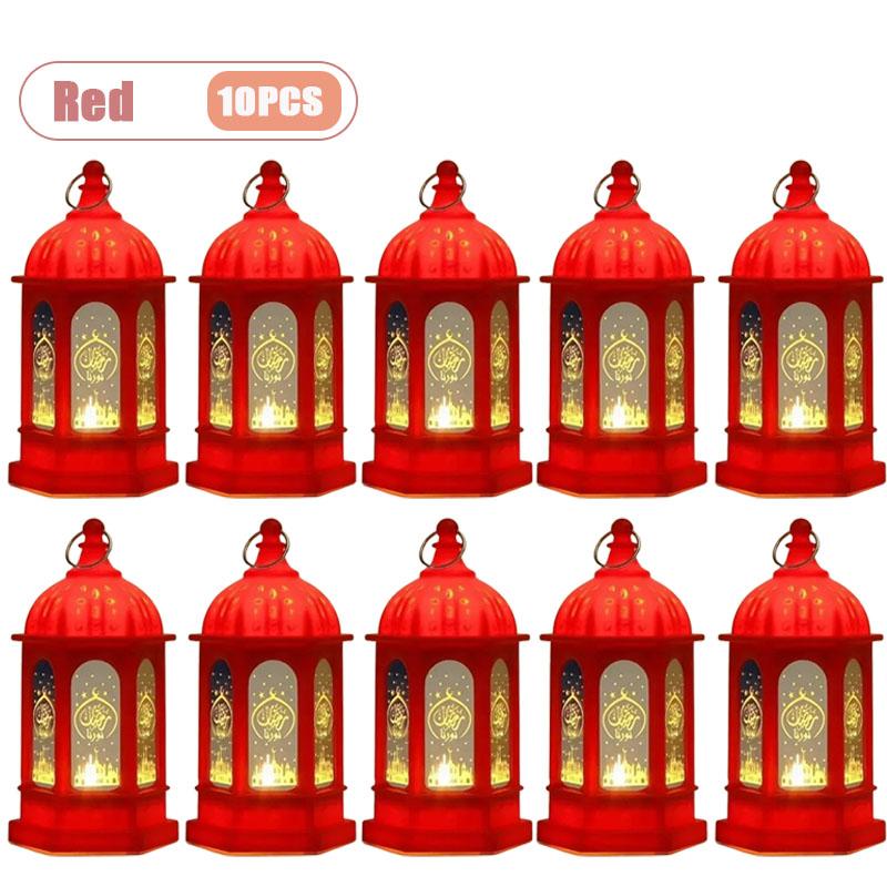 1-10PCS 2026 Ramadan Vintage Castle Lantern Middle Eastern Handheld Light Electronic Candle Decorative Ornament