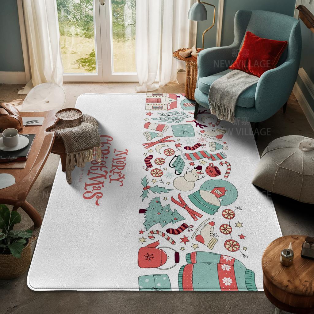 House Entrance Carpet Home Door Mat Living Room Bath Foot Bathroom Non-slip Water Absorption Rugs Bath Merry Christmas Winter