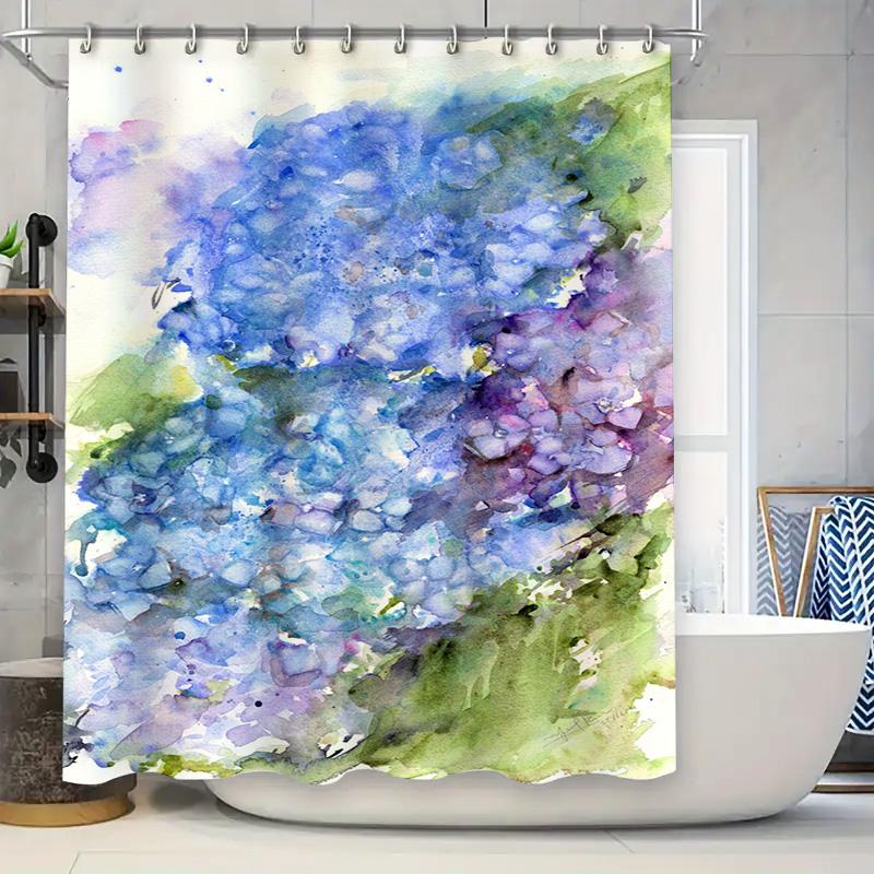 

Watercolor Blue Hydrangea Shower Curtain for Bathroom Decor Extra Long Size 72x84in Customizable with Your Design 90x180cm