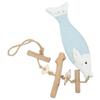 Wood Fish Decor Antique Engrave Safe Eco Friendly Pine Wood Light Blue Hanging Nautical Fish with