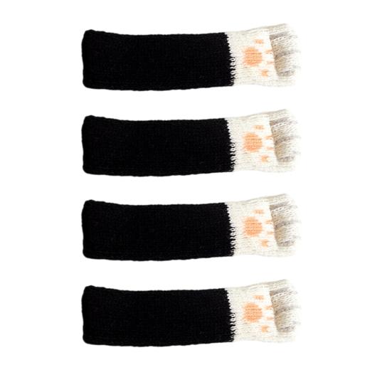 4Pcs Cat Paw Chair Leg Cover Knitting Furniture Feet Cover Floor Protectors Non-Slip No Scratch Noise Reduction Hardwood Floors Furniture Booties