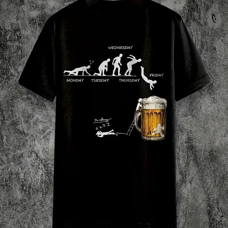 

Новая летняя мужская модная футболка с принтом пива, мужская футболка, топ L чёрный