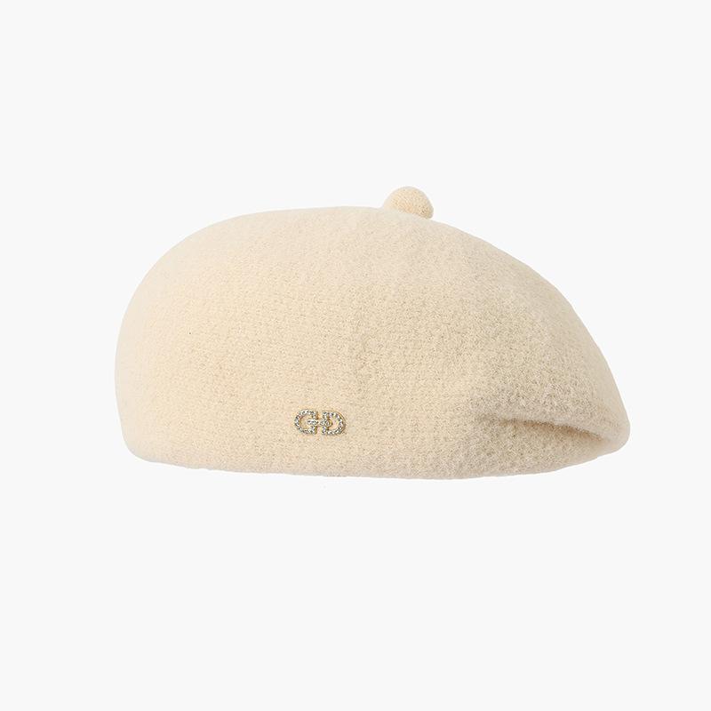 Hat Women's woolen beret Autumn and winter retro literary painter hat Versatile face small warm bud hat