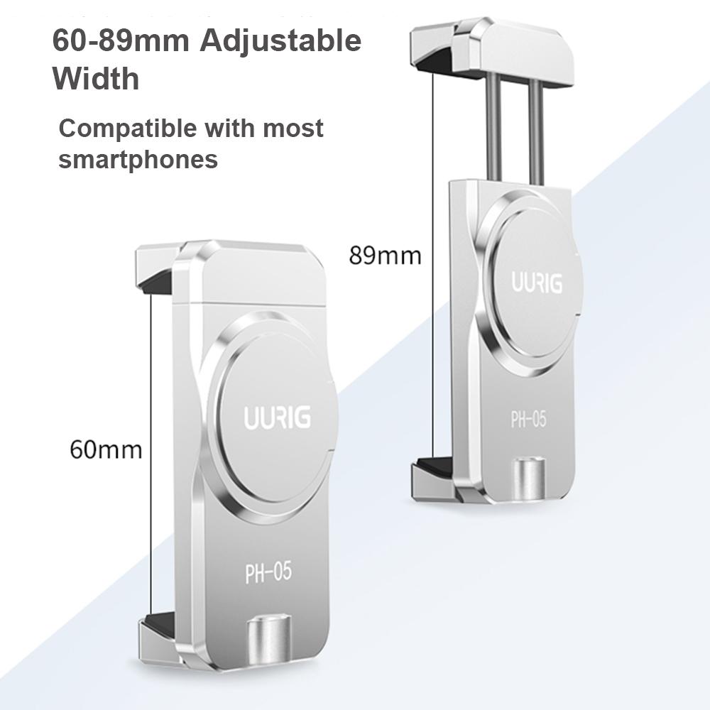 UURIG PH-05 Μαγνητική Βάση Κινητού Βάση Τριπόδου Κινητού Σφιγκτήρας Κράμα Αλουμινίου με Βάση Cold Shoe 1/4