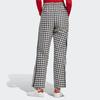 adidas Pantalones casuales rectos de cintura alta con bordado de pata de gallo y logo de trébol Originals para mujer, color negro y blanco, IB7715