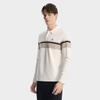 FILA Heritage Classic Striped Fashion Simple Casual Comfortable Versatile Long Sleeve Polo Shirt Men tops Cloud-Mushroom-White F11M618220FWT